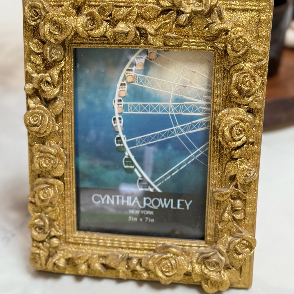 Cynthia Rowley Gold Floral Rose-Accent Picture Frame
